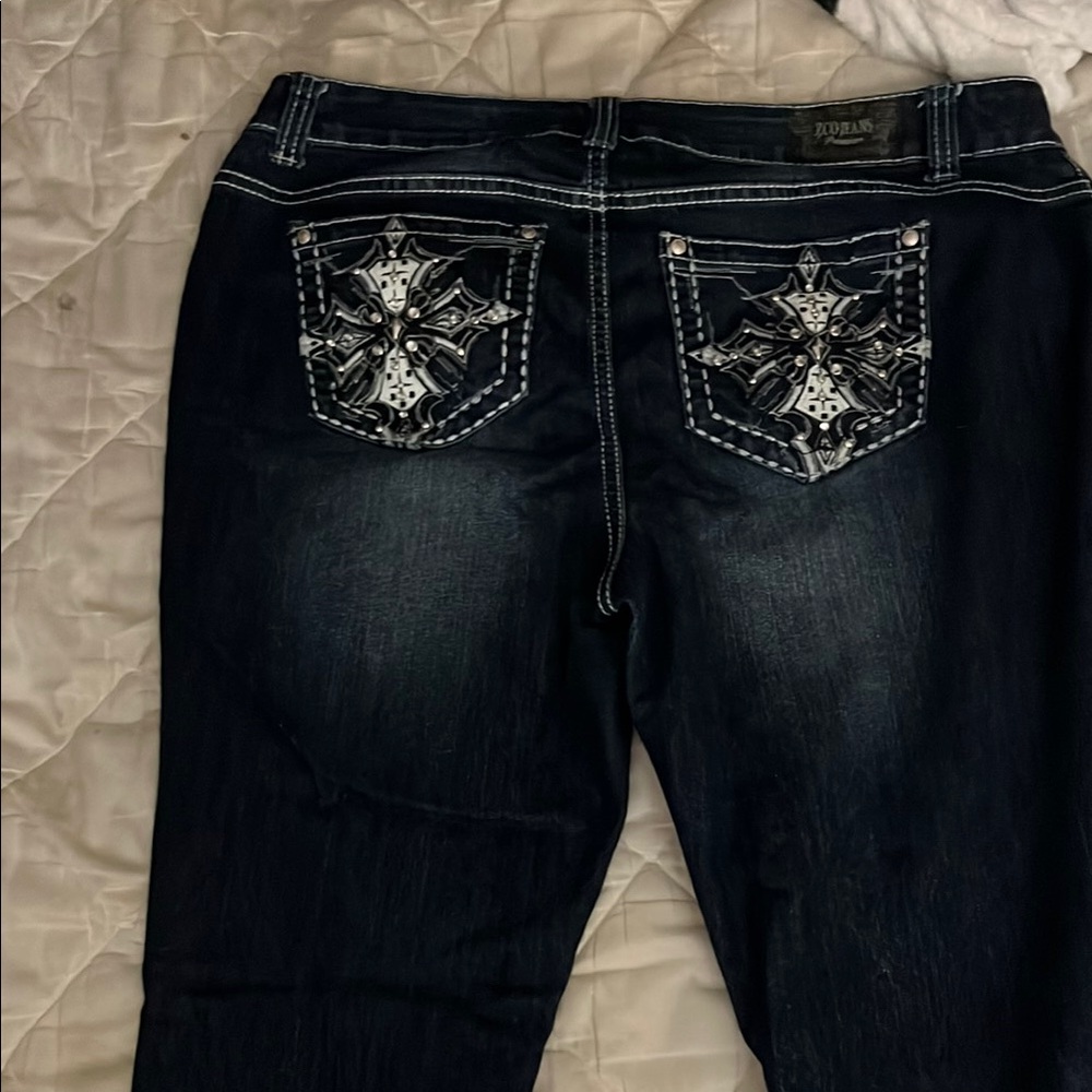 Rock & Roll Cowgirl Black Boot Cut Jeans with Western Embellishments